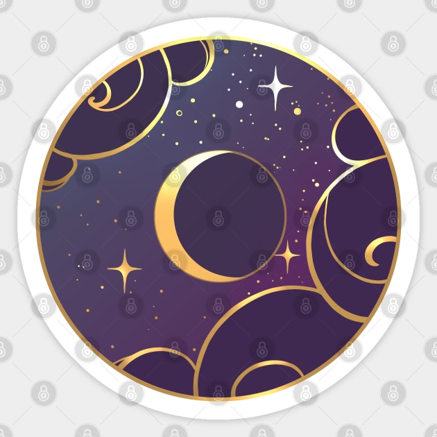 Golden Moons : Crescent Sticker by Gizmoon